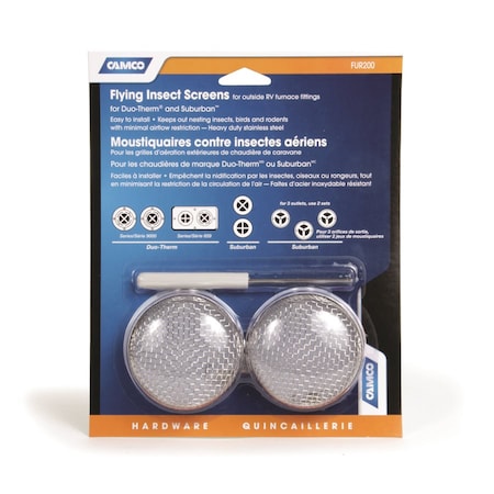 Camco FLYING INSECT SCREEN-FUR200, SUBURBAN, DUOTHERM, 2PK, BLISTER 42141